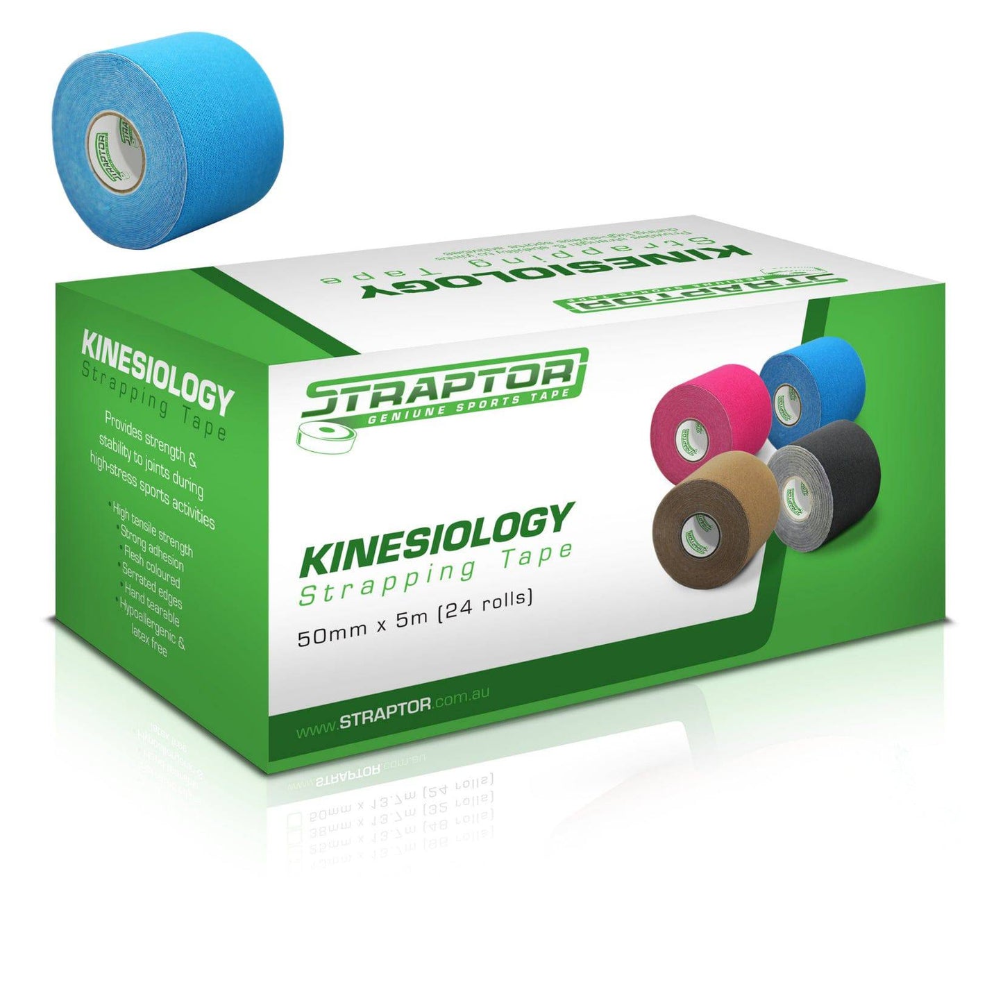 Kinesiology Tape Straptor 50mm x 5m - BLUE (24) - Straptor Sport Tape