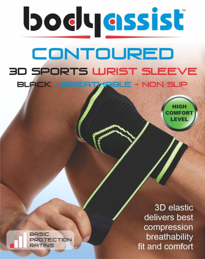 Bodyassist Contoured 4-way Sports Elastic Wrist Hand 1/2 Glove Black