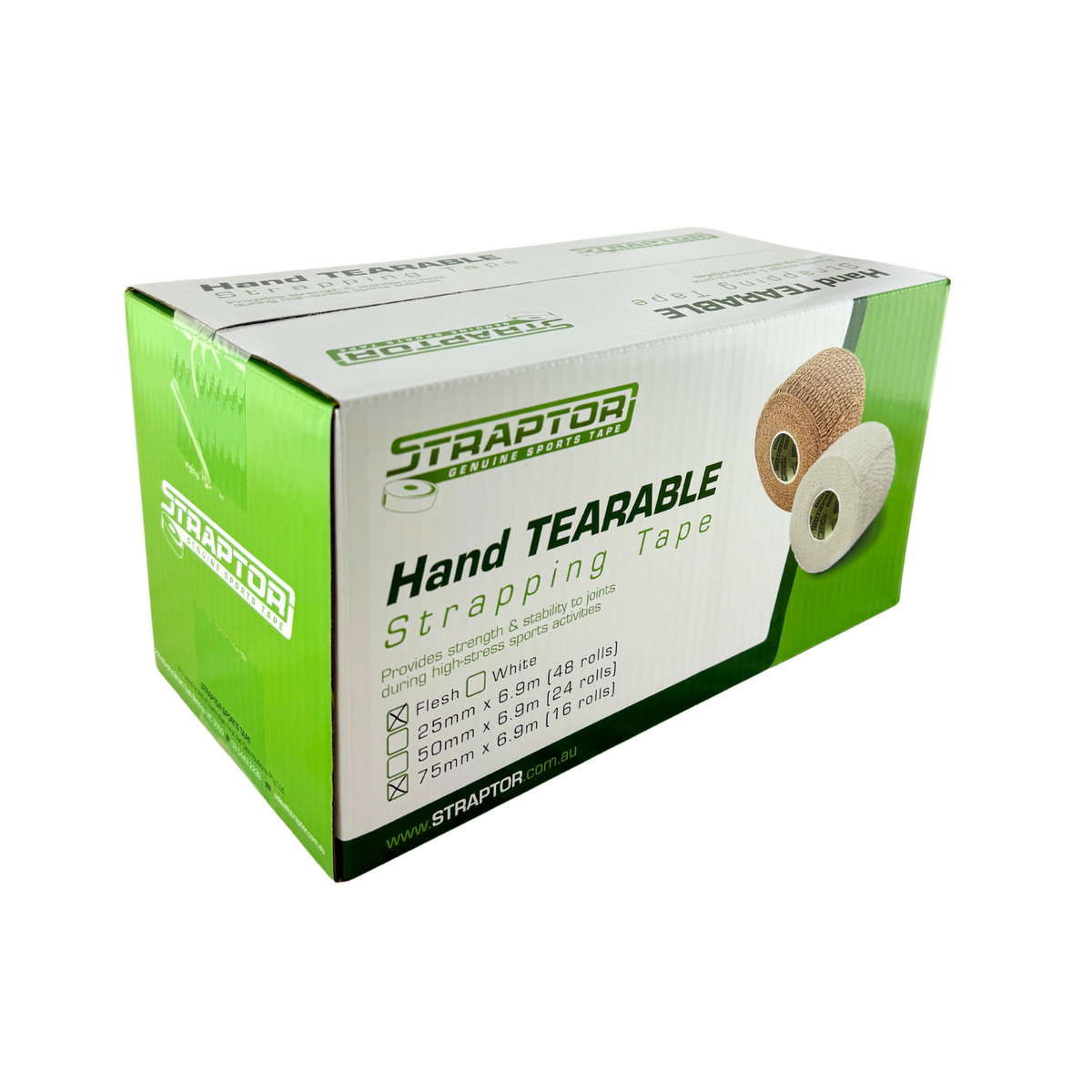 Hand Tearable Stretch Tape Beige/Flesh 75mm x 6.9m - Straptor (16 ...