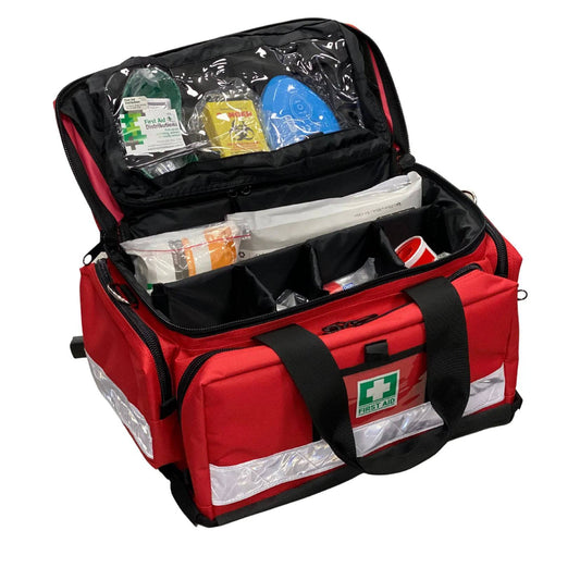 Model 23 National Workplace First Aid Kit - Trauma Bag Red - Straptor Sport Tape