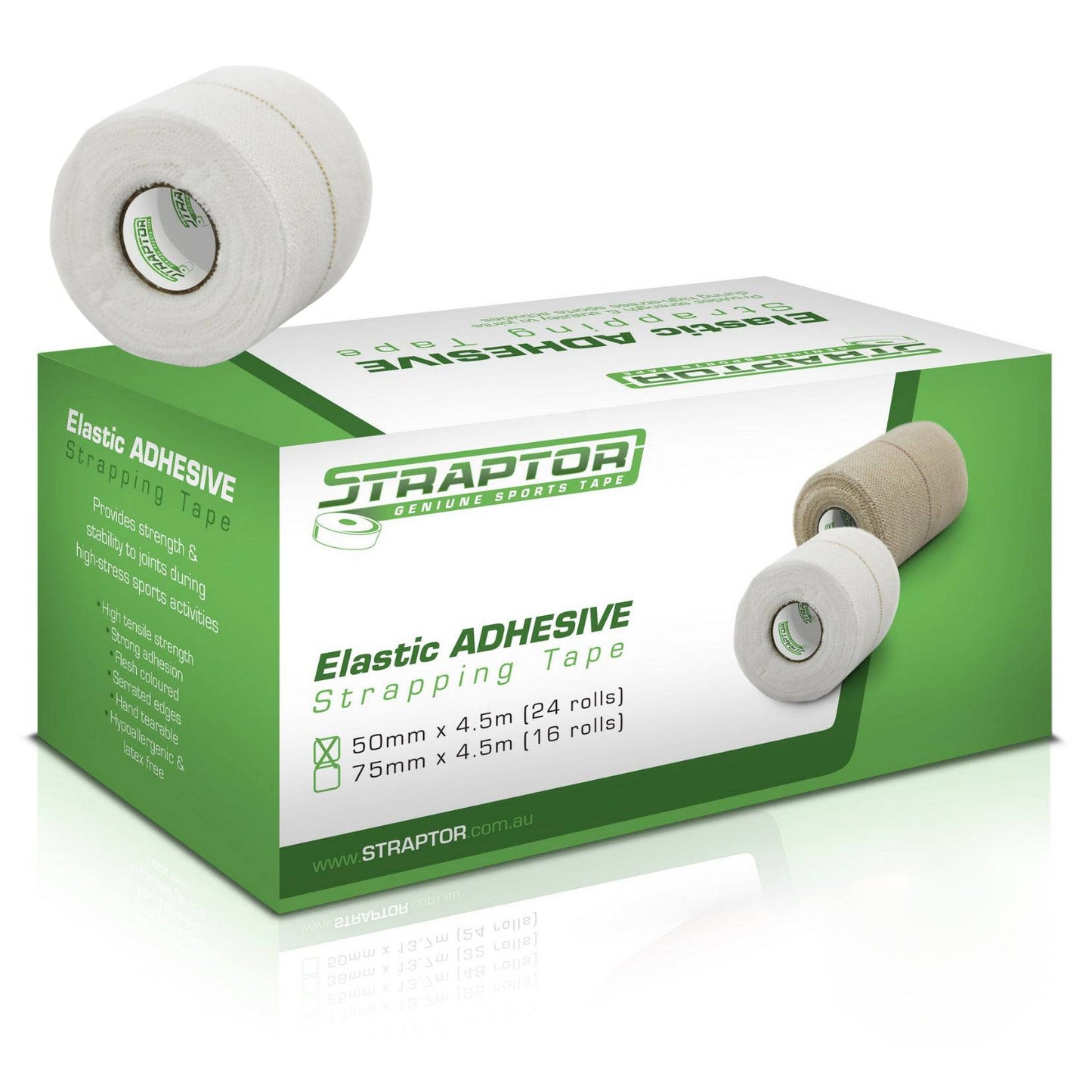 Elastic Adhesive Bandage White 50mm x 4.5m - Straptor (24) - Straptor Sport Tape