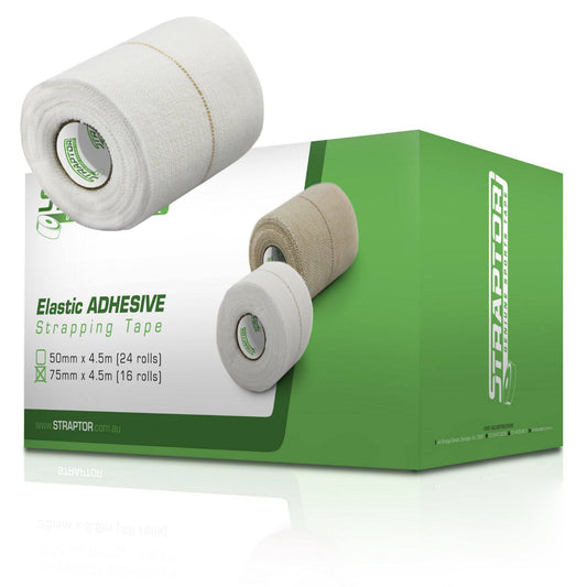 Elastic Adhesive Bandage White 75mm x 4.5m - Straptor (16) - Straptor Sport Tape