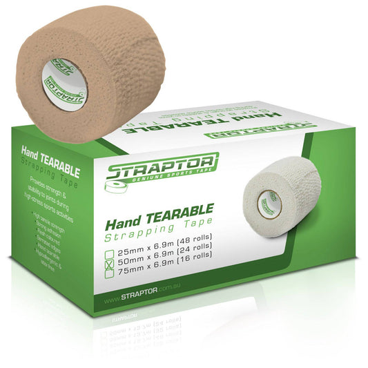 Hand Tearable Stretch Tape Beige/Flesh 50mm x 6.9m - Straptor (24) - Straptor Sport Tape