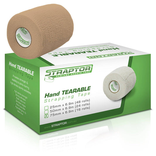 Hand Tearable Stretch Tape Beige/Flesh 75mm x 6.9m - Straptor (16) - Straptor Sport Tape
