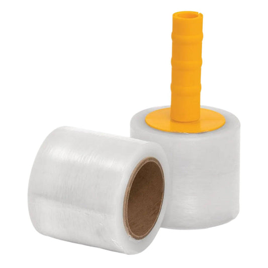 Plastic ice wrap with a moulded handle, filled with ice and held against a knee for on-field cold therapy.