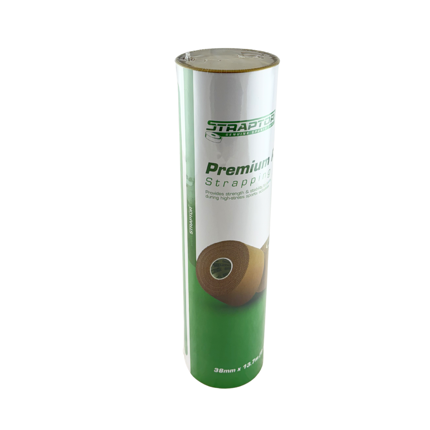 Rigid Strapping Tape by Straptor in a 38mm tube, used for support and stabilization in first aid and medical applications.