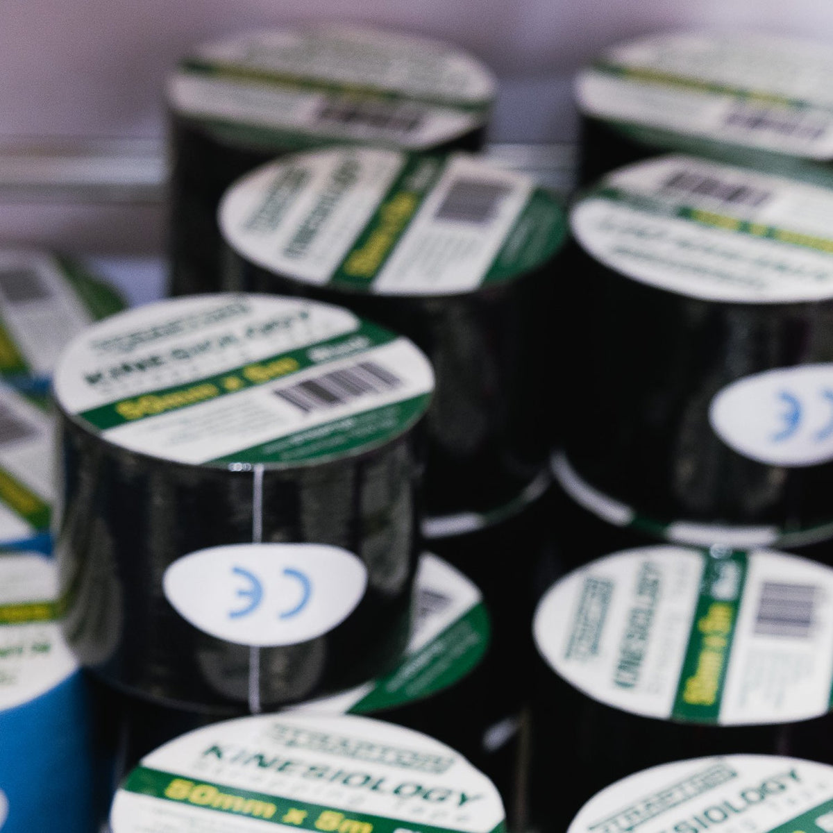 Straptor kinesiology tape in blue, black and pink on the East Bendigo store shelf